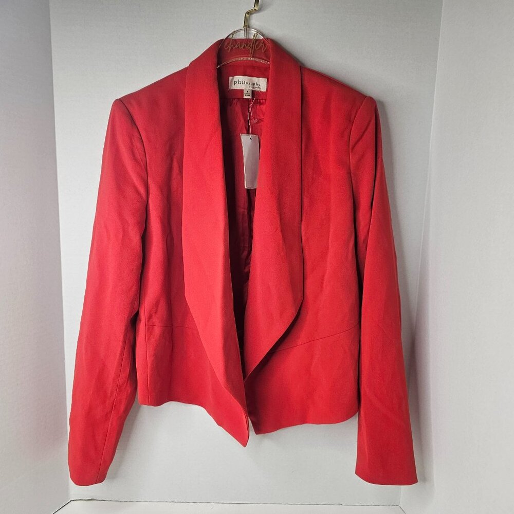 Philosophy Red Blazer Women Open Cropped Size 4
